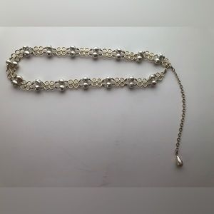 Gold Metal Chain and Pearl Beaded Belt